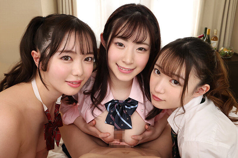 パイズリされながら3人の顔を近距離で体感